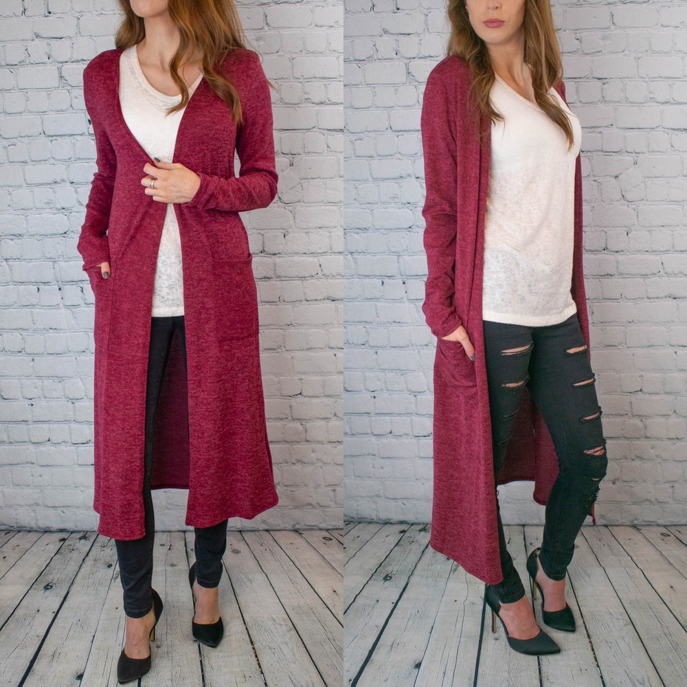 Burgundy Longline Cardigan